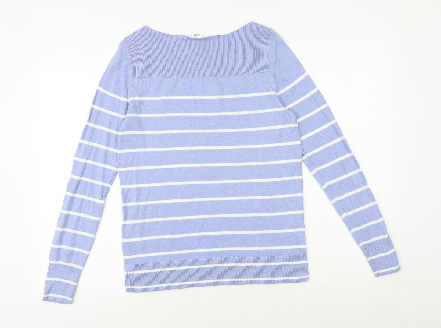 Gap Womens Blue Boat Neck Striped 100% Cotton Pullover Jumper Size XS