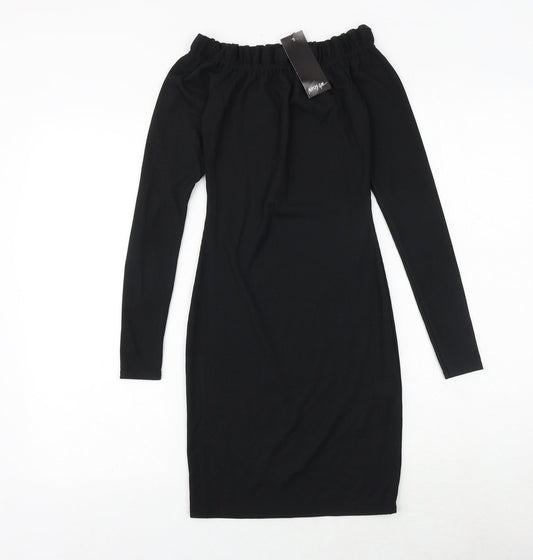 Nasty Gal Womens Black Polyester Bodycon Size 6 Boat Neck Pullover
