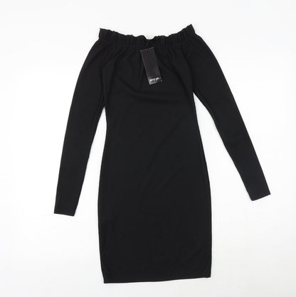 Nasty Gal Womens Black Polyester Bodycon Size 6 Boat Neck Pullover