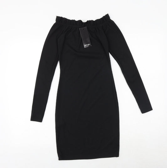 Nasty Gal Womens Black Polyester Bodycon Size 6 Boat Neck Pullover