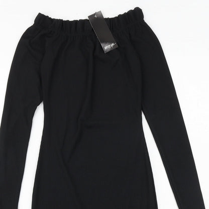 Nasty Gal Womens Black Polyester Bodycon Size 6 Boat Neck Pullover