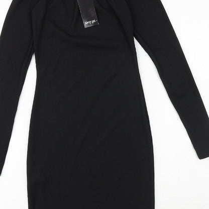 Nasty Gal Womens Black Polyester Bodycon Size 6 Boat Neck Pullover