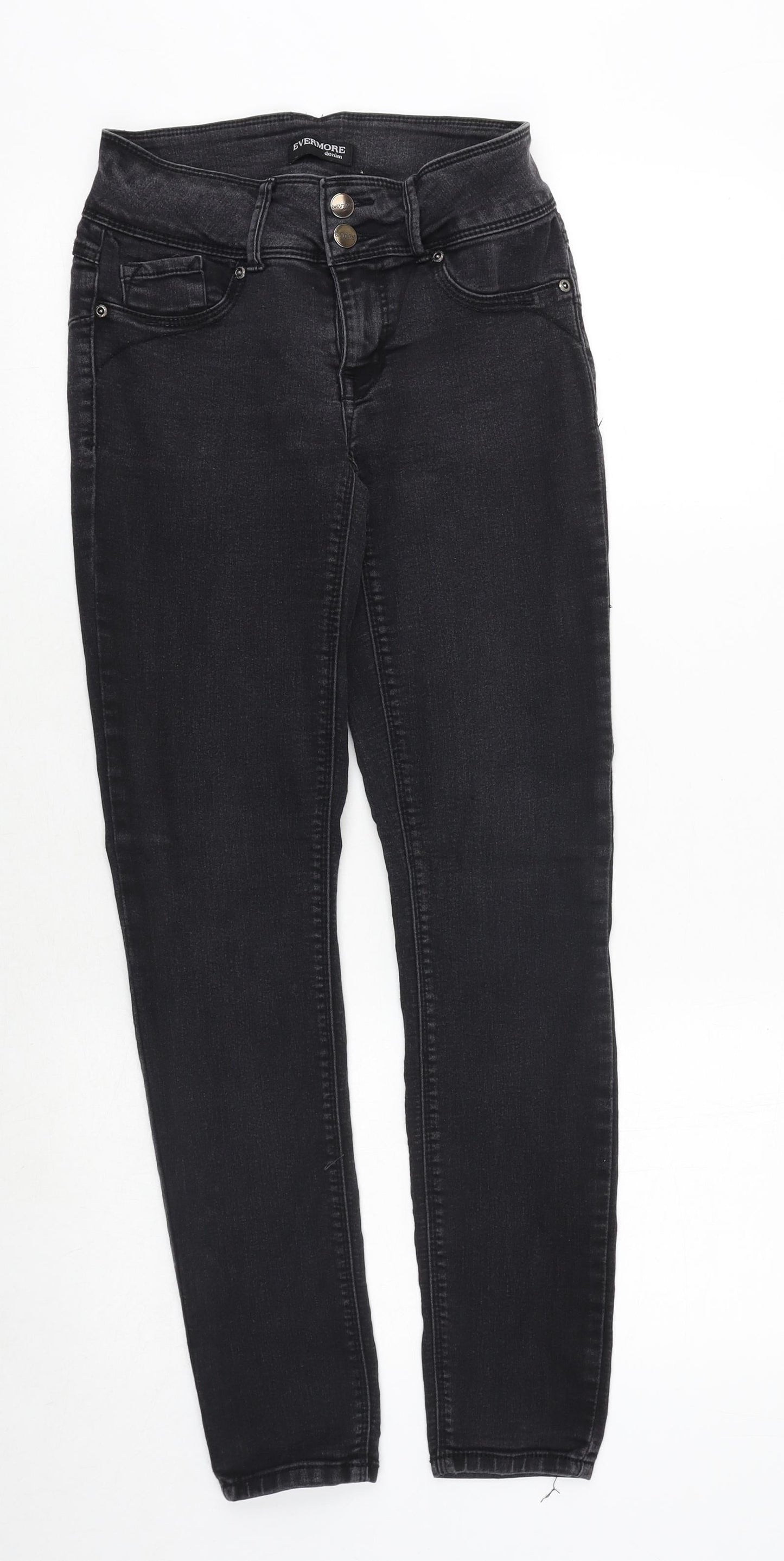 Evermore Denim Womens Black Cotton Skinny Jeans Size 26 in Regular Zip