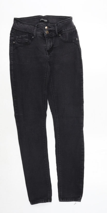 Evermore Denim Womens Black Cotton Skinny Jeans Size 26 in Regular Zip