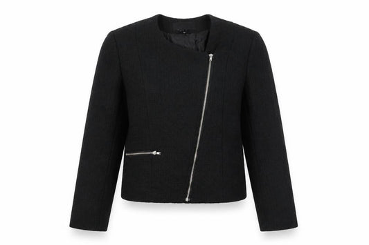Womens UK Size 6 H&M Black Biker Coat