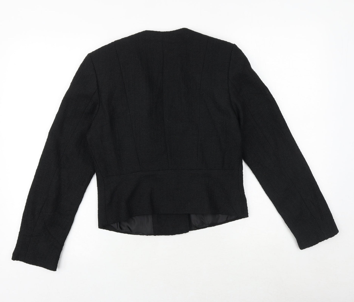 Womens UK Size 6 H&M Black Biker Coat