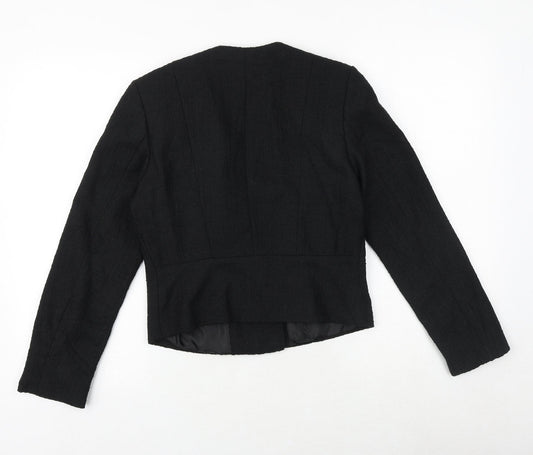 Womens UK Size 6 H&M Black Biker Coat
