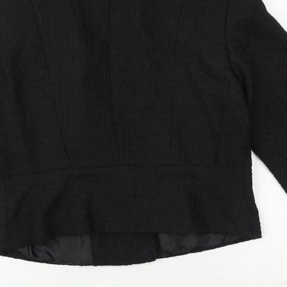 Womens UK Size 6 H&M Black Biker Coat