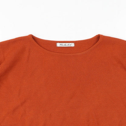 Berkertex Womens Orange Round Neck Acrylic Pullover Jumper Size 14 - Size 14-16