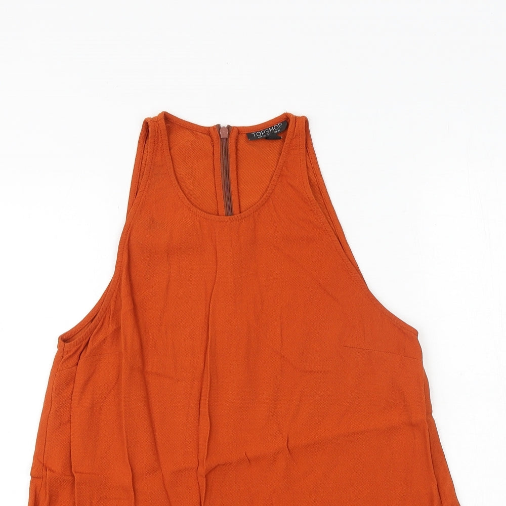 Womens UK Size 10 Topshop Orange Basic Tank