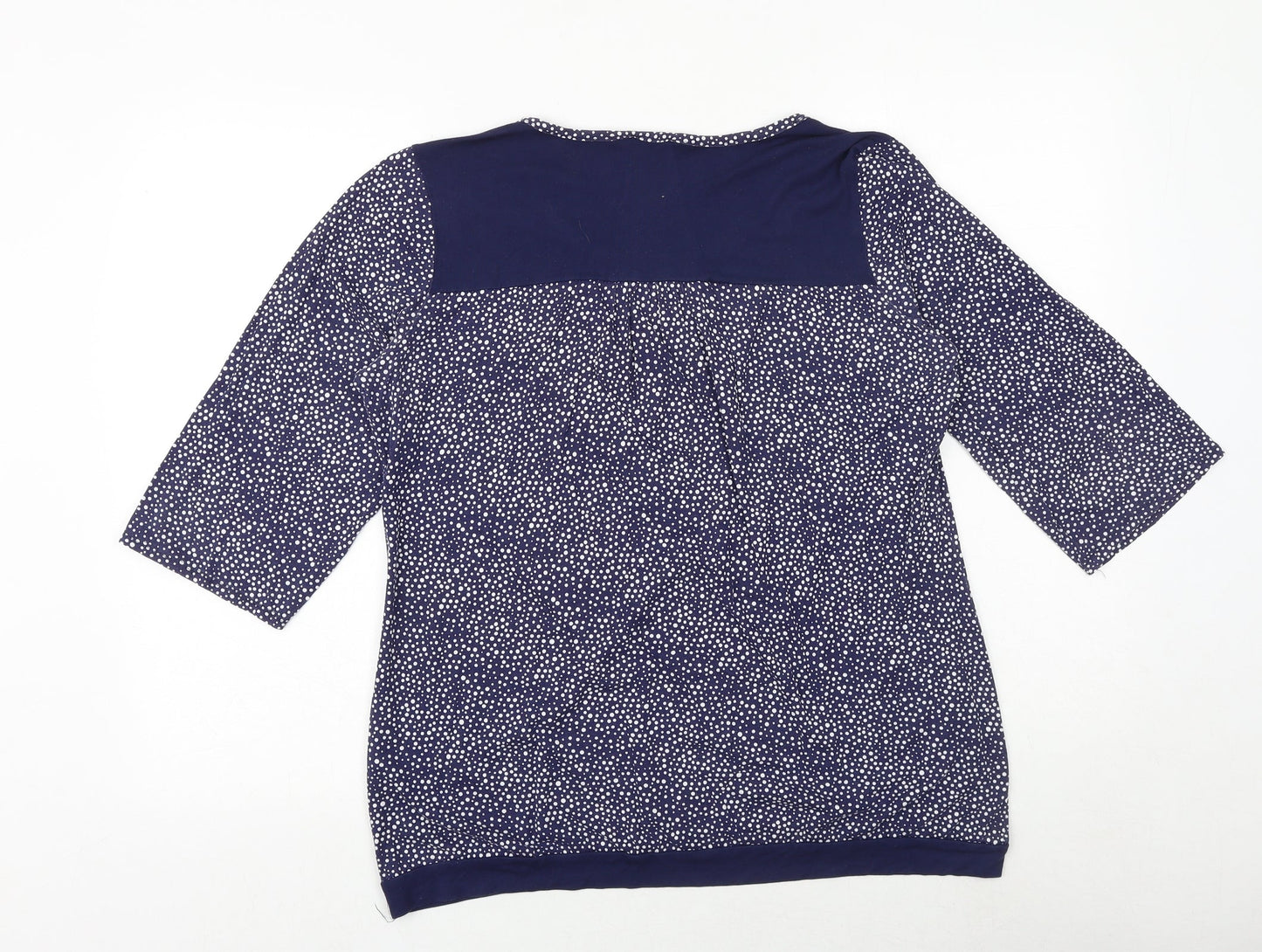 CMD Womens Blue Polka Dot Viscose Basic Blouse Size 16 Round Neck