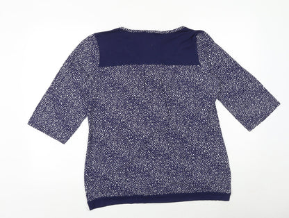 CMD Womens Blue Polka Dot Viscose Basic Blouse Size 16 Round Neck