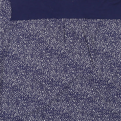 CMD Womens Blue Polka Dot Viscose Basic Blouse Size 16 Round Neck