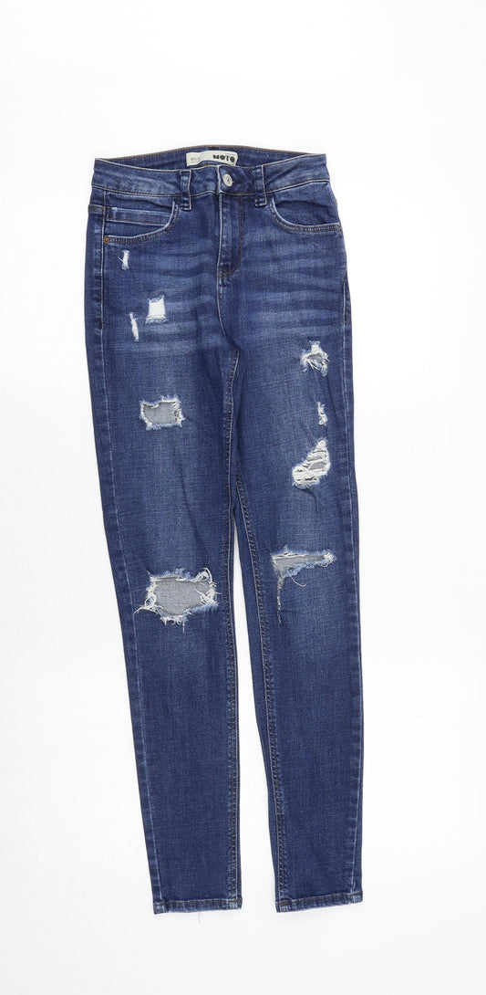 Topshop Womens Blue Cotton Skinny Jeans Size 25 in Regular Zip