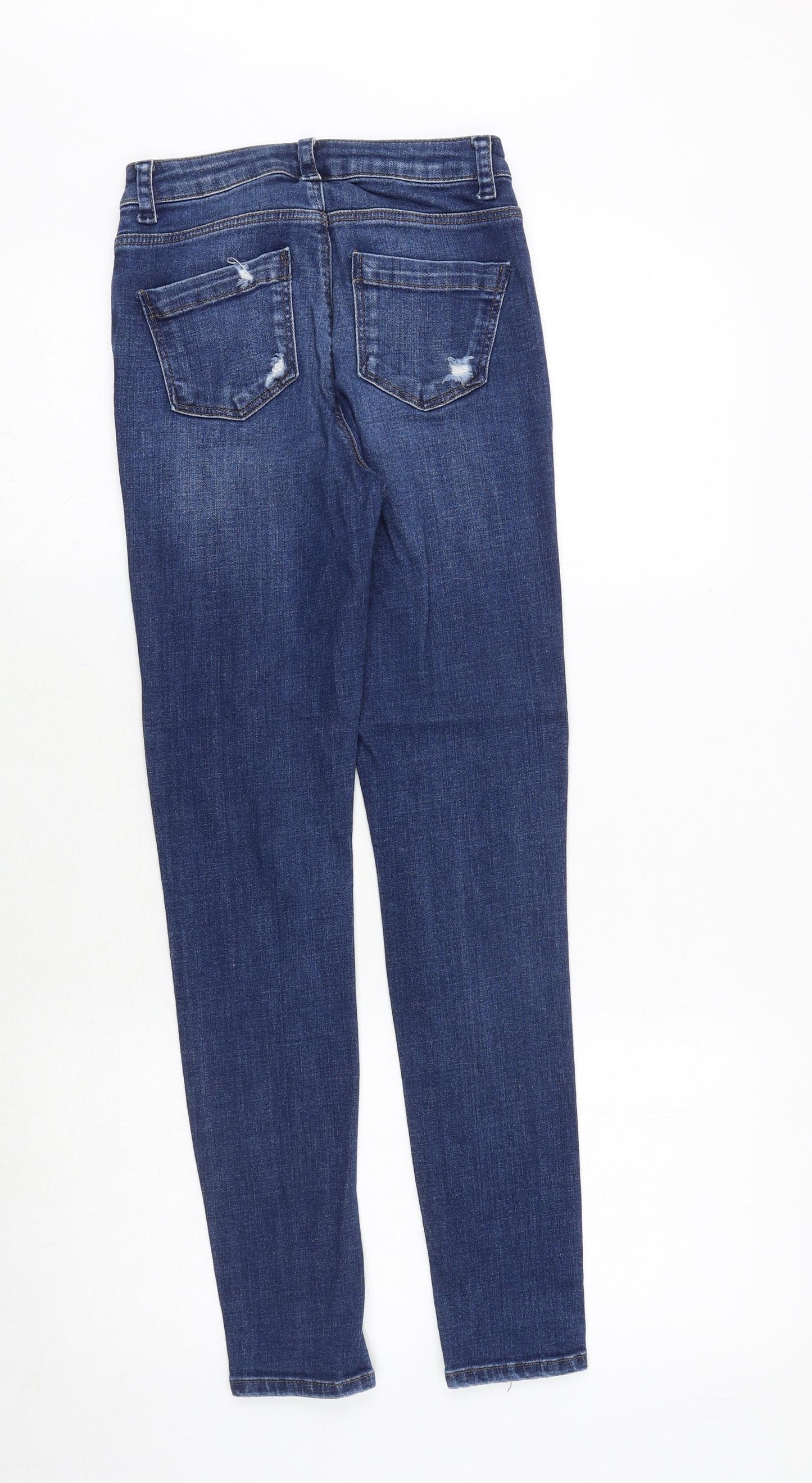 Topshop Womens Blue Cotton Skinny Jeans Size 25 in Regular Zip