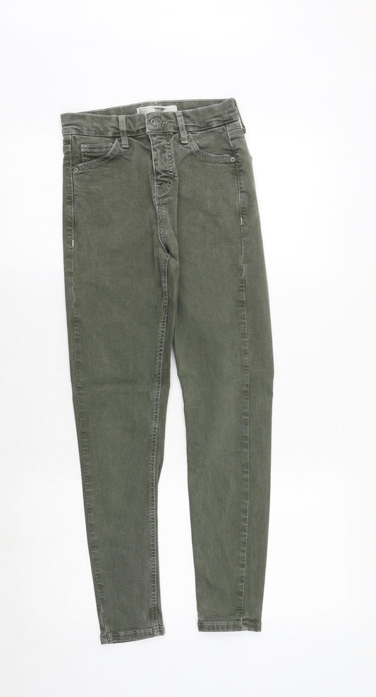 Topshop Womens Green Polyester Skinny Jeans Size 26 in Regular Zip