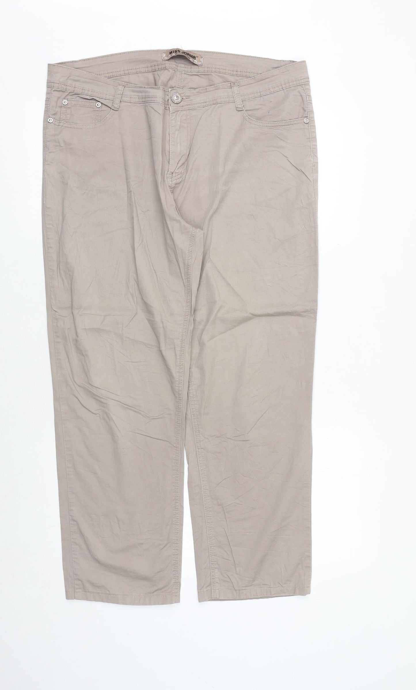 Miss joanna Womens Beige Cotton Trousers Size 38 in Regular Zip