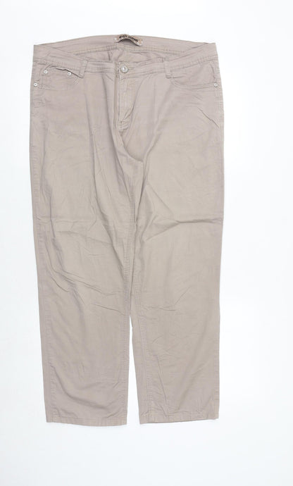 Miss joanna Womens Beige Cotton Trousers Size 38 in Regular Zip