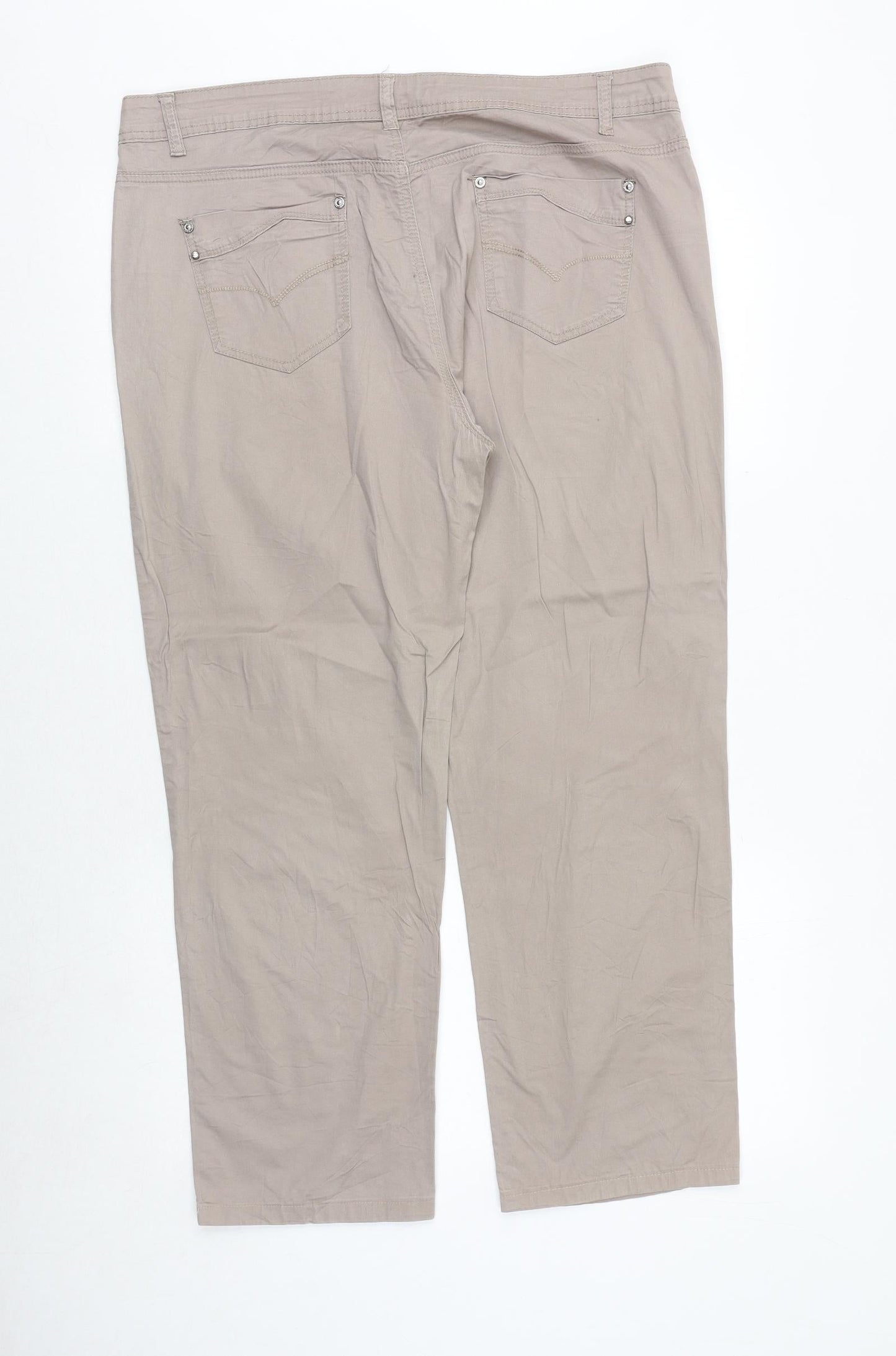 Miss joanna Womens Beige Cotton Trousers Size 38 in Regular Zip
