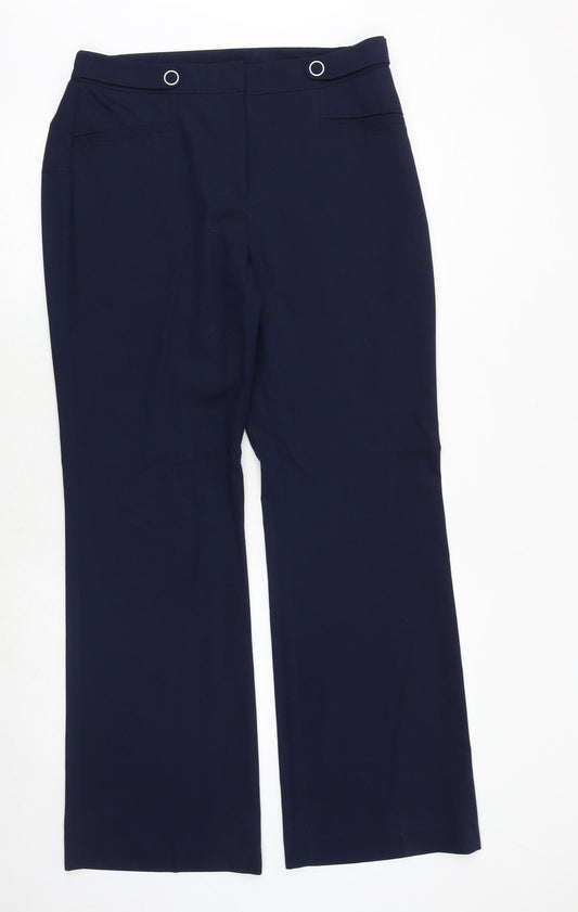 Capsule Womens Blue Polyester Trousers Size 14 Regular Zip