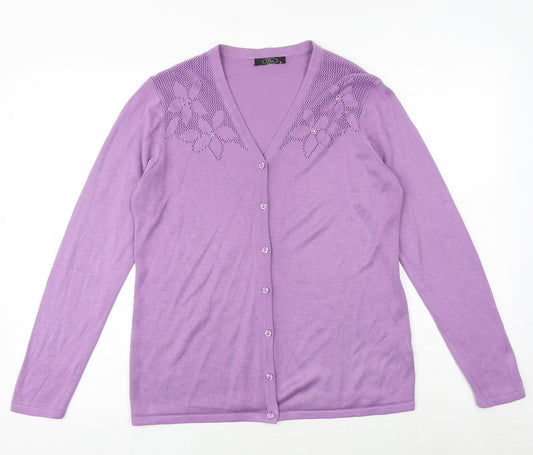 Womens UK Size S Bonmarché Purple Cardigan Jumper
