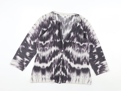 Susan Bristol Womens Multicoloured V-Neck Geometric Polyester Cardigan Jumper Size L