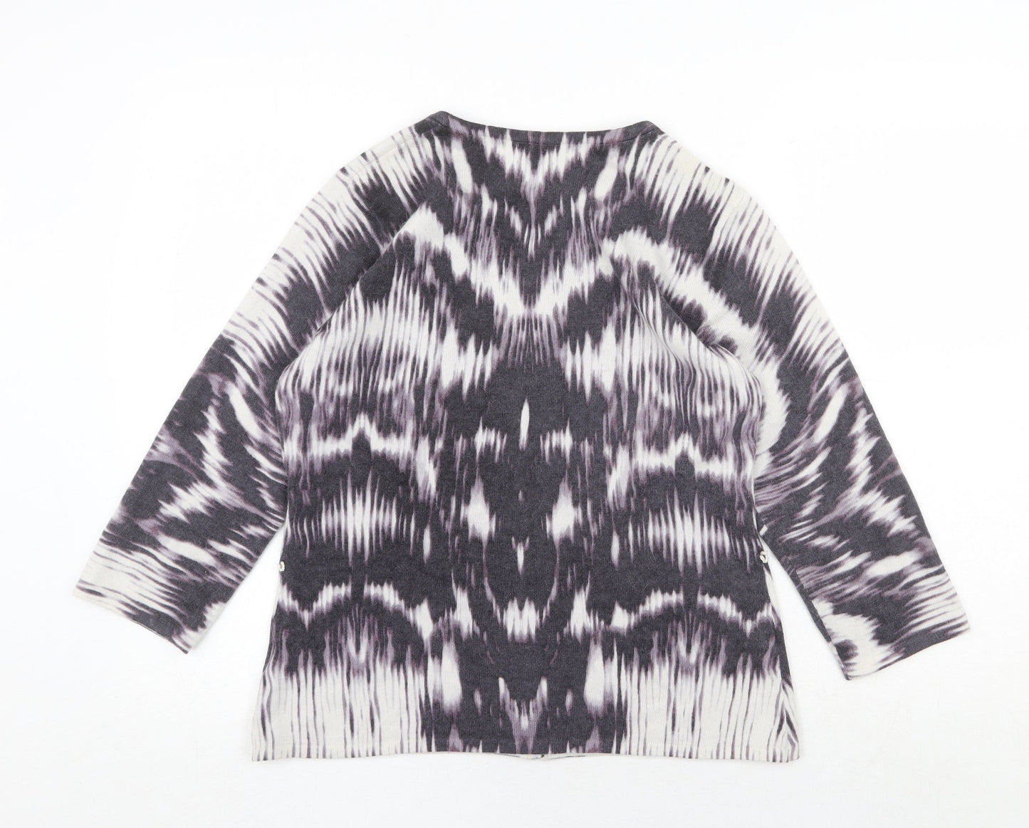 Susan Bristol Womens Multicoloured V-Neck Geometric Polyester Cardigan Jumper Size L