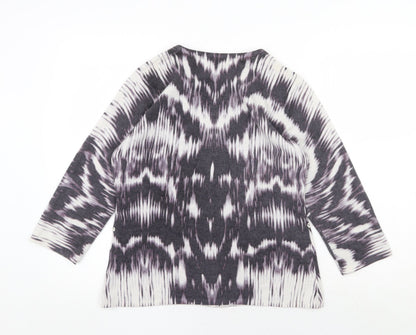Susan Bristol Womens Multicoloured V-Neck Geometric Polyester Cardigan Jumper Size L