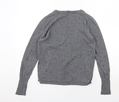Mini Velvet Womens Grey Round Neck Cotton Pullover Jumper Size 8