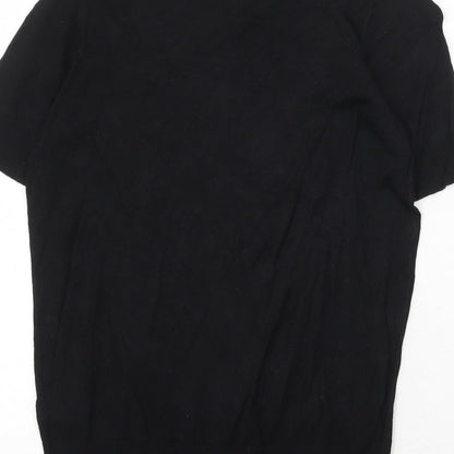 Marks and Spencer Womens Black Herringbone Viscose Basic T-Shirt Size 6 Round Neck
