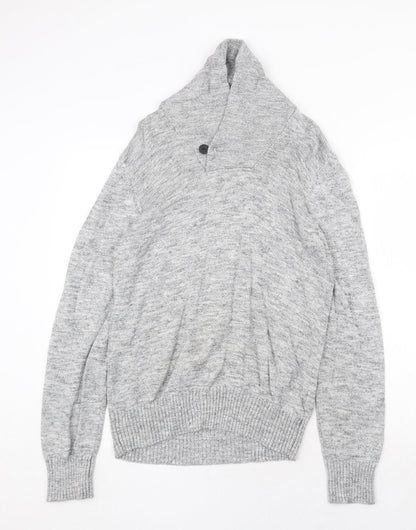 H&M Womens Grey High Neck Cotton Pullover Jumper Size S