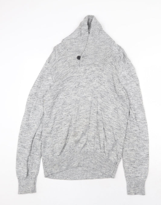 H&M Womens Grey High Neck Cotton Pullover Jumper Size S