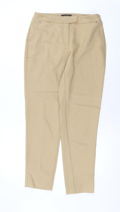 River Island Womens Beige Cotton Chino Trousers Size 8 Regular Zip