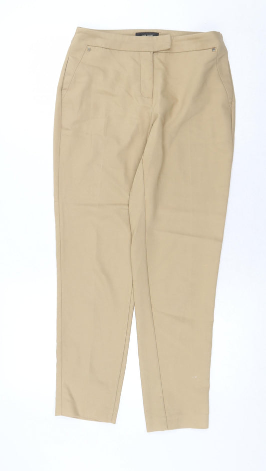River Island Womens Beige Cotton Chino Trousers Size 8 Regular Zip