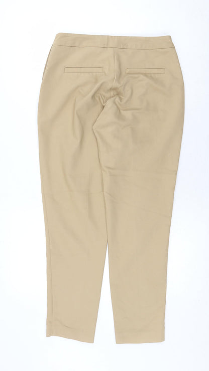 River Island Womens Beige Cotton Chino Trousers Size 8 Regular Zip