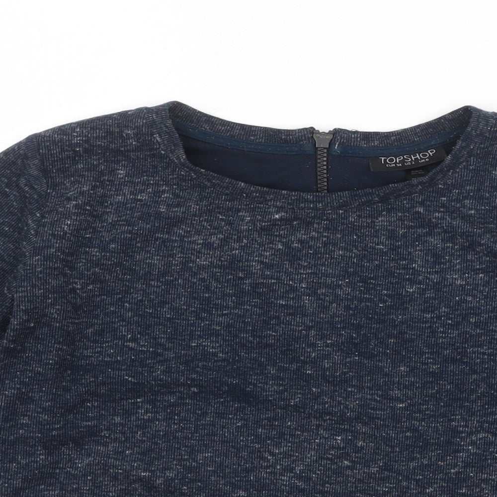 Womens UK Size 6 Topshop Blue Basic T-Shirt