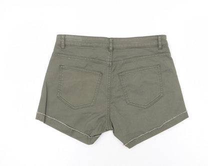 H&M Womens Green Cotton Boyfriend Shorts Size 8 Regular Zip