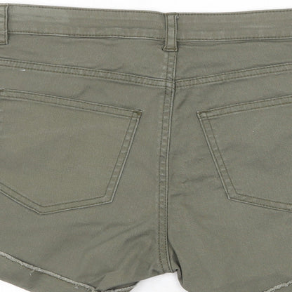H&M Womens Green Cotton Boyfriend Shorts Size 8 Regular Zip
