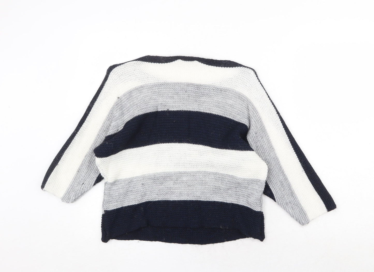 CARINA RICCI Womens Multicoloured Boat Neck Striped Acrylic Pullover Jumper Size S