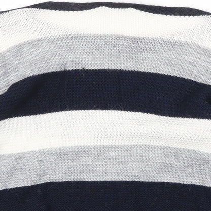 CARINA RICCI Womens Multicoloured Boat Neck Striped Acrylic Pullover Jumper Size S