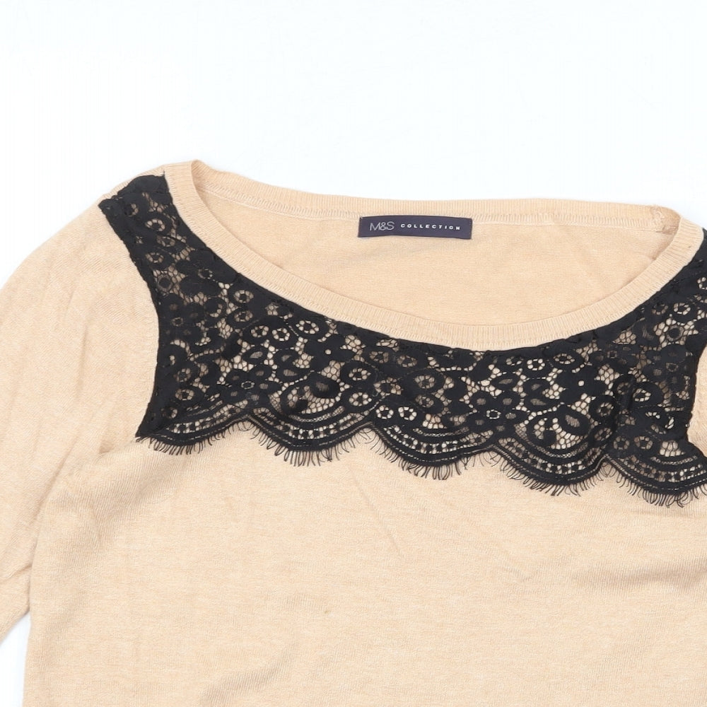 Womens UK Size 10 Marks and Spencer Beige Pullover Jumper