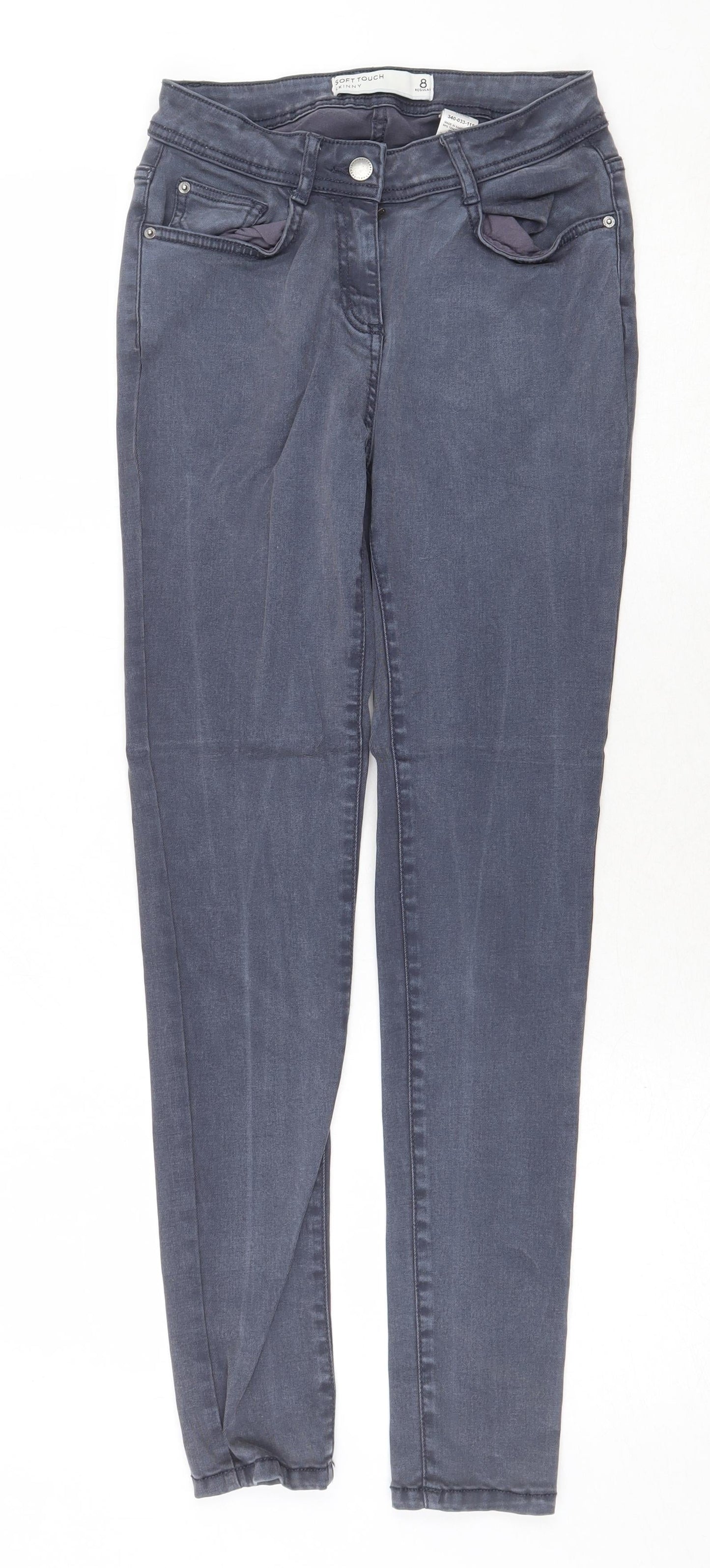 NEXT Womens Blue Cotton Skinny Jeans Size 8 Regular Zip