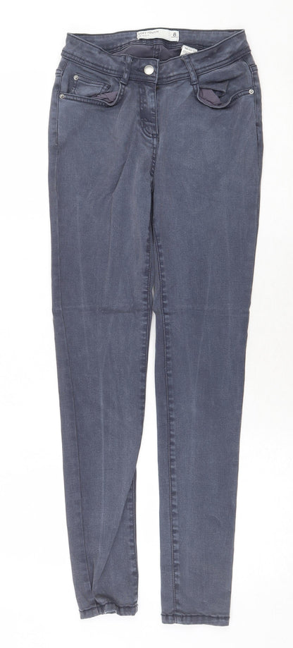 NEXT Womens Blue Cotton Skinny Jeans Size 8 Regular Zip