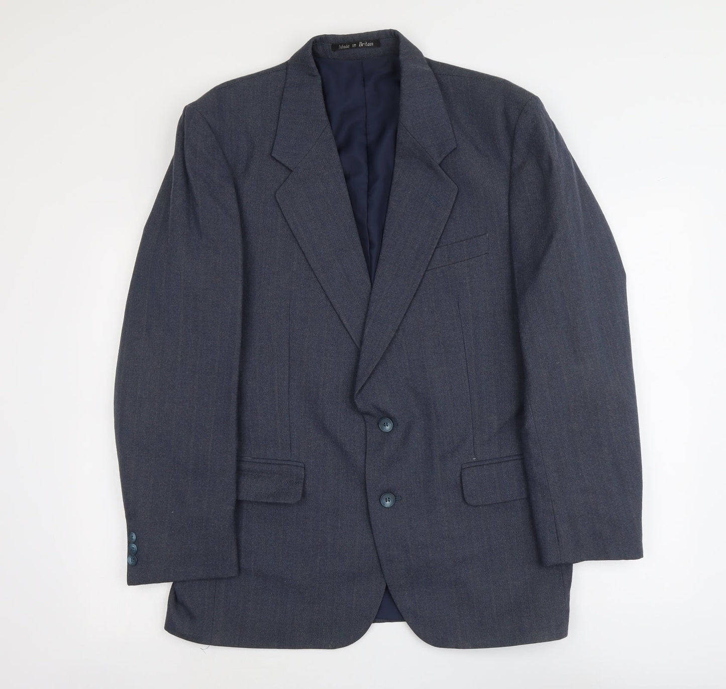 Grenwoods Mens Blue Wool Jacket Suit Jacket Size L Regular
