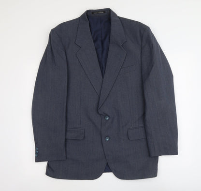 Grenwoods Mens Blue Wool Jacket Suit Jacket Size L Regular