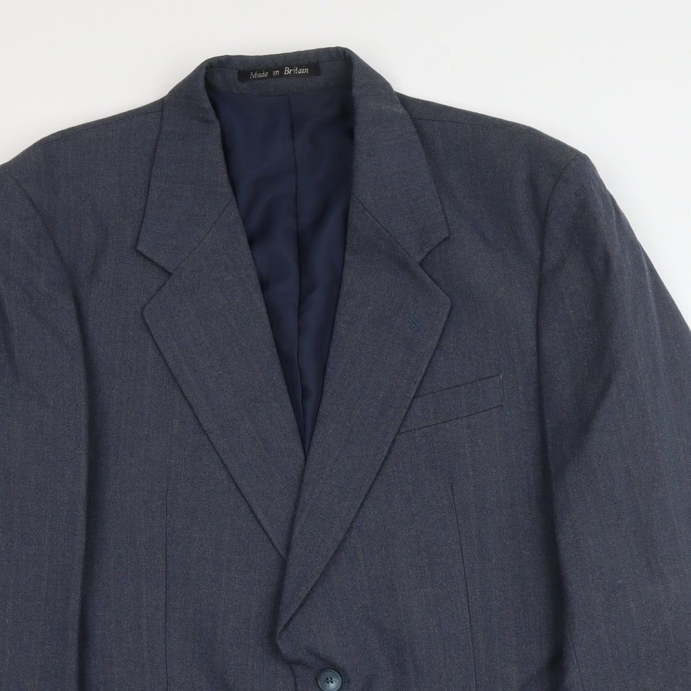 Grenwoods Mens Blue Wool Jacket Suit Jacket Size L Regular