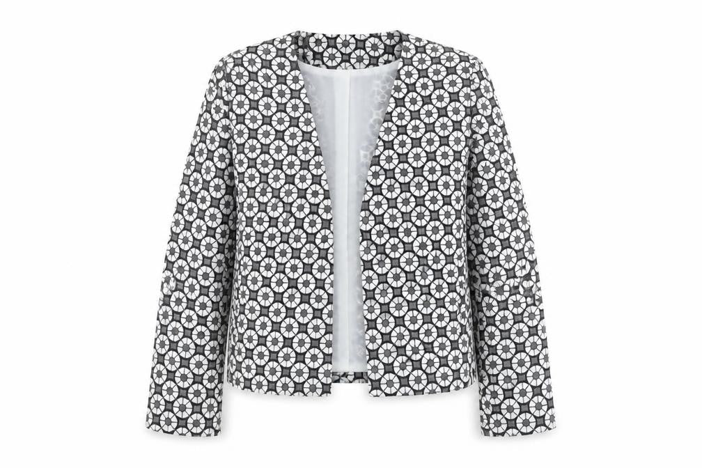 Missguided Womens Grey Geometric Polyester Jacket Blazer Size 10