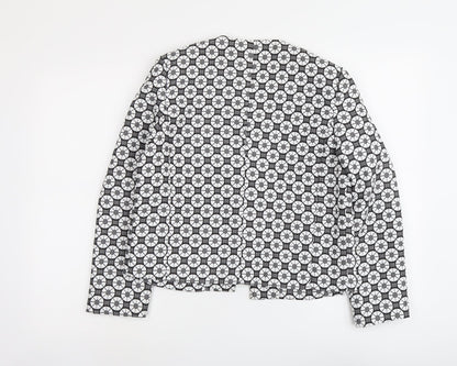 Missguided Womens Grey Geometric Polyester Jacket Blazer Size 10