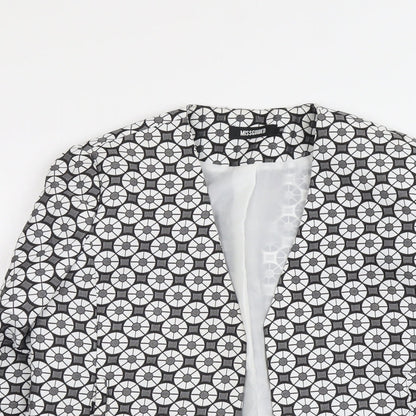 Missguided Womens Grey Geometric Polyester Jacket Blazer Size 10