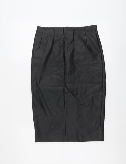 Oasis Womens Black Polyester A-Line Skirt Size 8 Zip